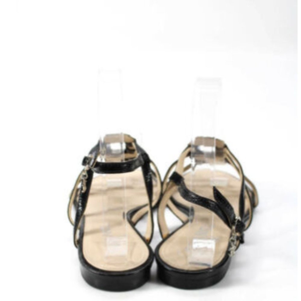 Chanel CC Logo Black Leather Slingback Flats 6 - Picture 4 of 9